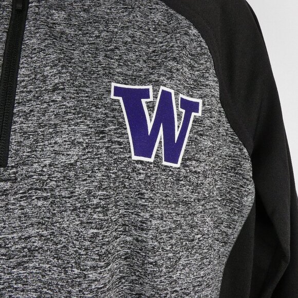 Washington Huskies Jacket Womens Large Gray Quarter Zip Black Sleeve Pullover UW - Picture 5 of 16